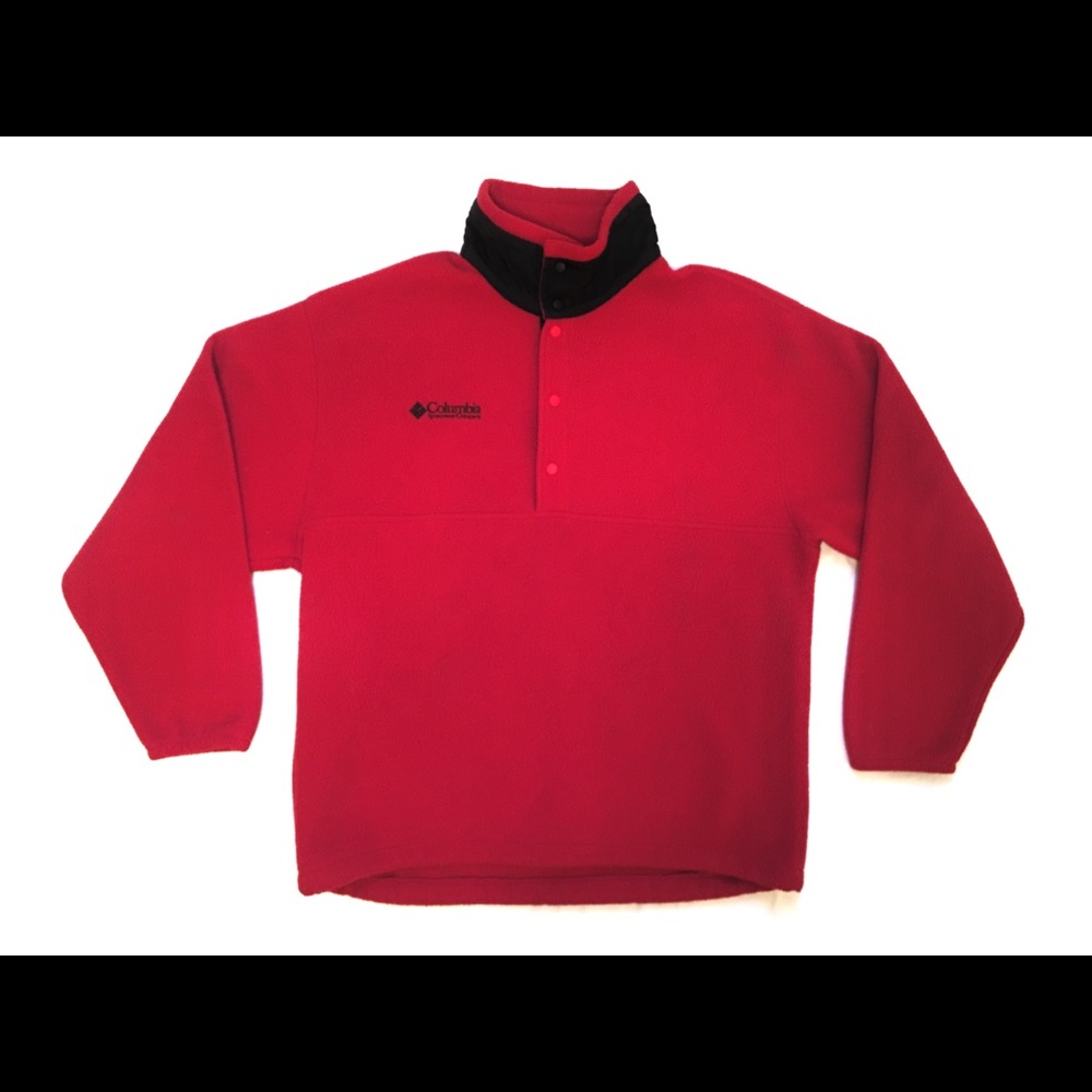 Columbia Pull Over Button Red Fleece Men’s Size M